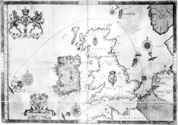 Map showing the route of the Armada fleet, engraved by Augustine Ryther, 1588